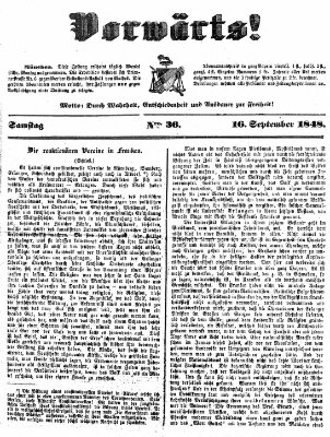 Vorwärts! Samstag 16. September 1848