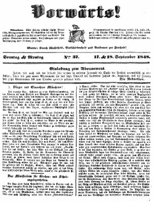 Vorwärts! Sonntag 17. September 1848