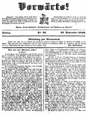 Vorwärts! Freitag 22. September 1848