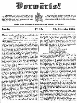 Vorwärts! Dienstag 26. September 1848