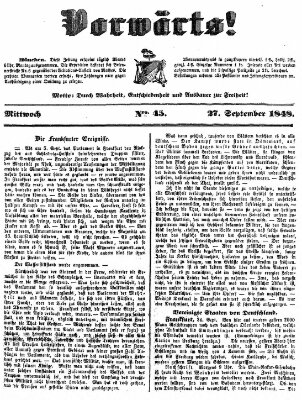 Vorwärts! Mittwoch 27. September 1848