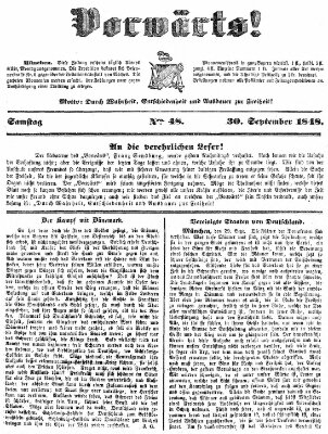 Vorwärts! Samstag 30. September 1848