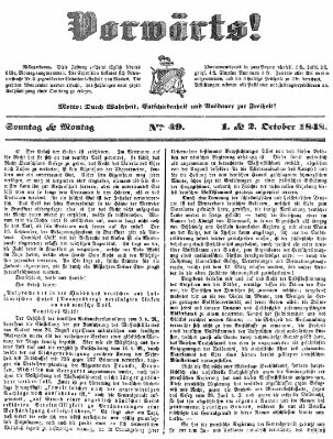 Vorwärts! Montag 2. Oktober 1848