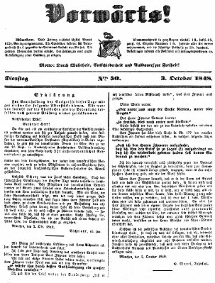 Vorwärts! Dienstag 3. Oktober 1848