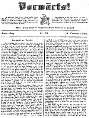 Vorwärts! Donnerstag 5. Oktober 1848