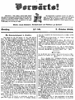 Vorwärts! Samstag 7. Oktober 1848