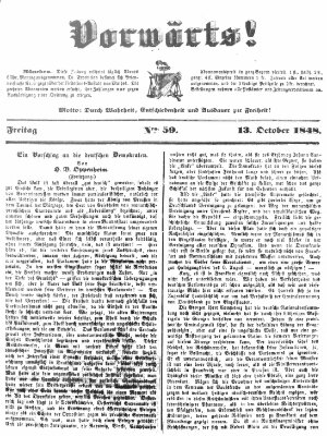 Vorwärts! Freitag 13. Oktober 1848