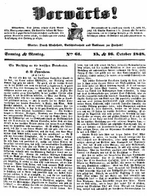 Vorwärts! Sonntag 15. Oktober 1848