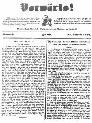 Vorwärts! Mittwoch 25. Oktober 1848