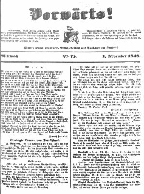 Vorwärts! Mittwoch 1. November 1848