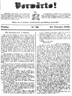 Vorwärts! Dienstag 14. November 1848