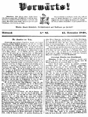 Vorwärts! Mittwoch 15. November 1848