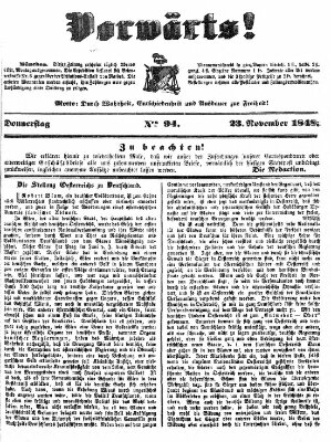 Vorwärts! Donnerstag 23. November 1848