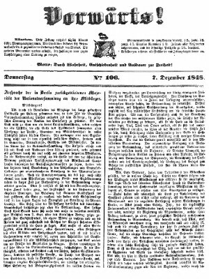 Vorwärts! Donnerstag 7. Dezember 1848