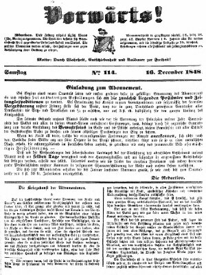 Vorwärts! Samstag 16. Dezember 1848