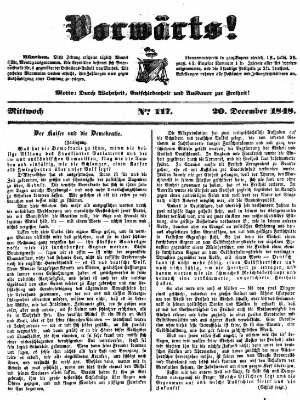 Vorwärts! Mittwoch 20. Dezember 1848