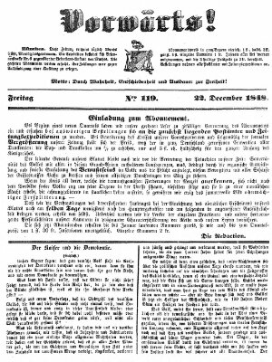 Vorwärts! Freitag 22. Dezember 1848