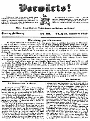 Vorwärts! Sonntag 24. Dezember 1848