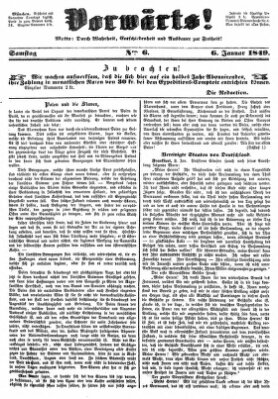 Vorwärts! Samstag 6. Januar 1849