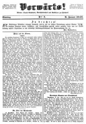 Vorwärts! Dienstag 9. Januar 1849