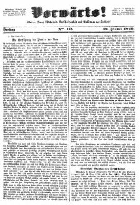 Vorwärts! Freitag 12. Januar 1849