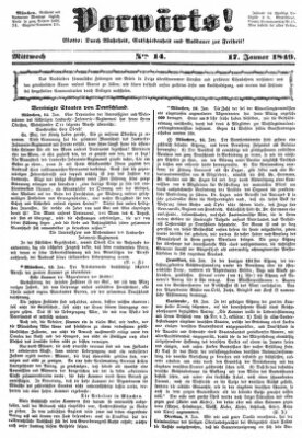 Vorwärts! Mittwoch 17. Januar 1849