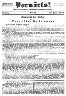 Vorwärts! Dienstag 23. Januar 1849