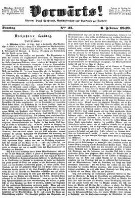 Vorwärts! Dienstag 6. Februar 1849