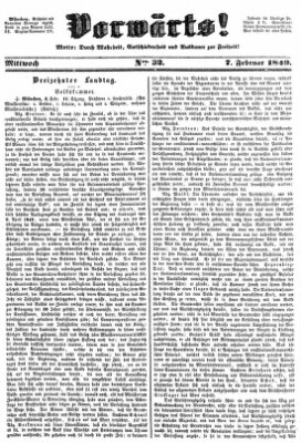 Vorwärts! Mittwoch 7. Februar 1849