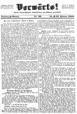 Vorwärts! Sonntag 11. Februar 1849