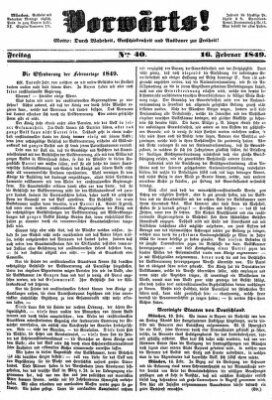 Vorwärts! Freitag 16. Februar 1849