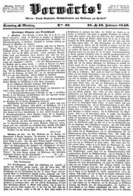 Vorwärts! Montag 19. Februar 1849