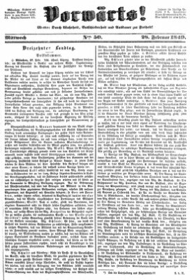 Vorwärts! Mittwoch 28. Februar 1849