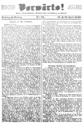 Vorwärts! Sonntag 22. April 1849