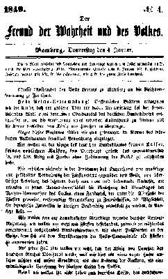 Der Freund der Wahrheit und des Volkes Donnerstag 4. Januar 1849