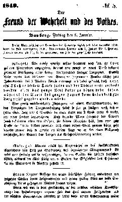 Der Freund der Wahrheit und des Volkes Freitag 5. Januar 1849