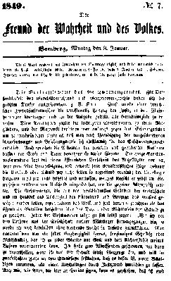 Der Freund der Wahrheit und des Volkes Montag 8. Januar 1849