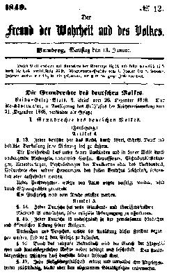 Der Freund der Wahrheit und des Volkes Samstag 13. Januar 1849