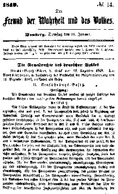 Der Freund der Wahrheit und des Volkes Dienstag 16. Januar 1849