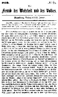 Der Freund der Wahrheit und des Volkes Freitag 26. Januar 1849