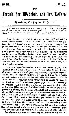 Der Freund der Wahrheit und des Volkes Samstag 27. Januar 1849