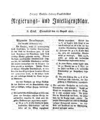 Herzogl.-Sachsen-Coburg-Saalfeldisches Regierungs- und Intelligenzblatt (Coburger Regierungs-Blatt) Samstag 15. August 1807