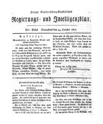 Herzogl.-Sachsen-Coburg-Saalfeldisches Regierungs- und Intelligenzblatt (Coburger Regierungs-Blatt) Samstag 24. Oktober 1807