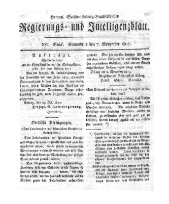 Herzogl.-Sachsen-Coburg-Saalfeldisches Regierungs- und Intelligenzblatt (Coburger Regierungs-Blatt) Samstag 7. November 1807