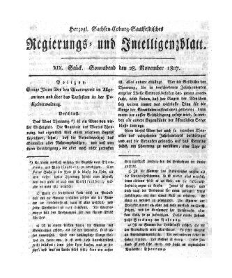 Herzogl.-Sachsen-Coburg-Saalfeldisches Regierungs- und Intelligenzblatt (Coburger Regierungs-Blatt) Samstag 28. November 1807