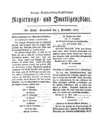 Herzogl.-Sachsen-Coburg-Saalfeldisches Regierungs- und Intelligenzblatt (Coburger Regierungs-Blatt) Samstag 5. Dezember 1807