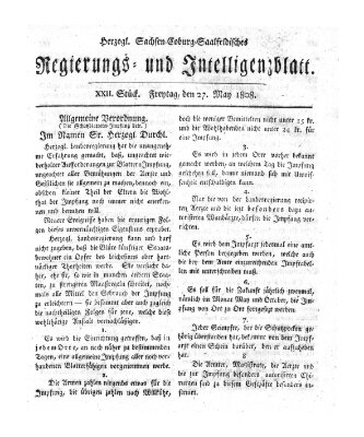 Herzogl.-Sachsen-Coburg-Saalfeldisches Regierungs- und Intelligenzblatt (Coburger Regierungs-Blatt) Freitag 27. Mai 1808