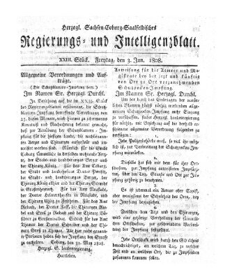 Herzogl.-Sachsen-Coburg-Saalfeldisches Regierungs- und Intelligenzblatt (Coburger Regierungs-Blatt) Freitag 3. Juni 1808