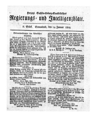 Herzogl.-Sachsen-Coburg-Saalfeldisches Regierungs- und Intelligenzblatt (Coburger Regierungs-Blatt) Samstag 14. Januar 1809