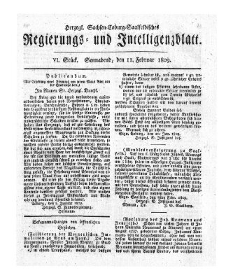 Herzogl.-Sachsen-Coburg-Saalfeldisches Regierungs- und Intelligenzblatt (Coburger Regierungs-Blatt) Samstag 11. Februar 1809